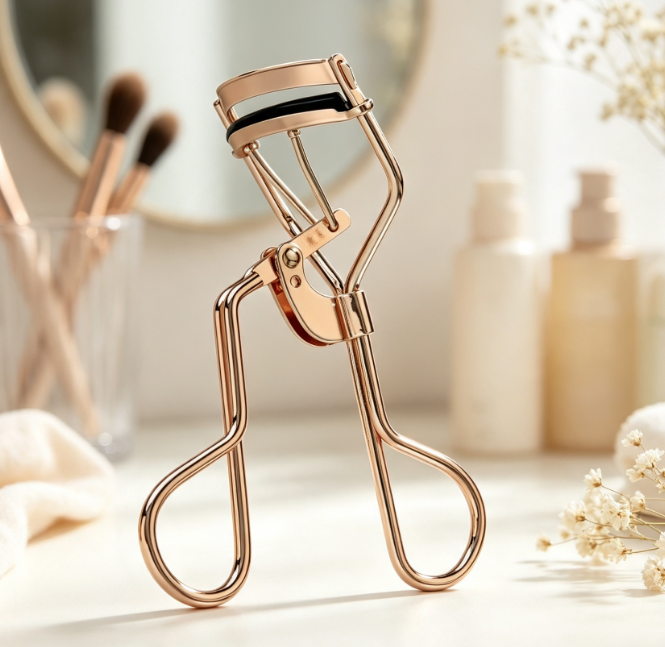 Rose Gold Curved Eyelash Curler for Almond-Shaped Eye Contours