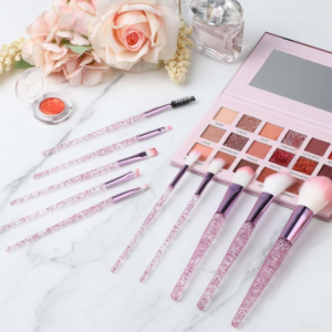10-Piece Glitter Crystal Makeup Brush Set for Face and Eye Application