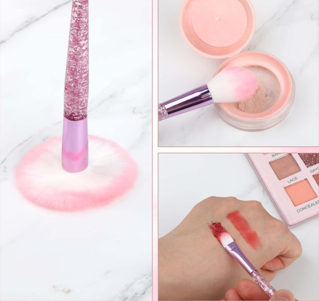 10-Piece Glitter Crystal Makeup Brush Set for Face and Eye Application - Image 2
