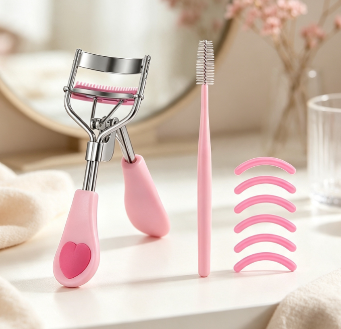 Stainless Steel Lash Curler with Comb and 5 Replacement Pads