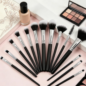 14-Piece Black Makeup Brush Kit for Travel and Daily Beauty Routines