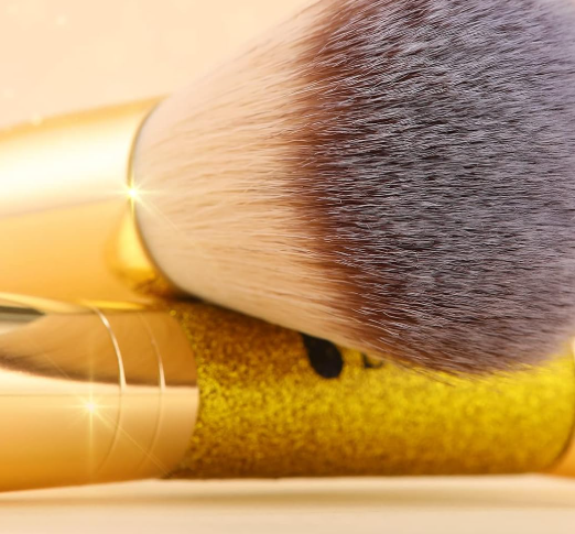 Double-Ended Cosmetic Brush for Blending Liquid and Powder Makeup
