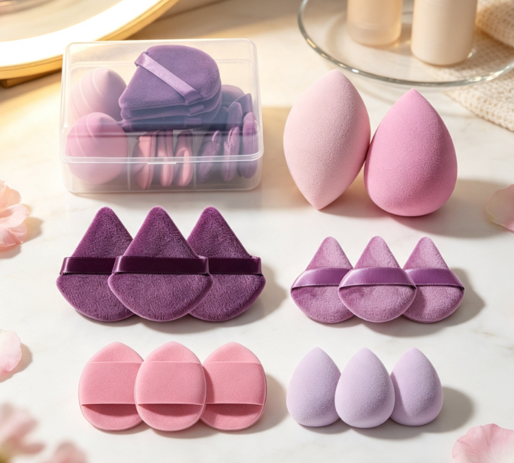 Triangle Makeup Puff and Sponge Collection with Travel Case - Image 2