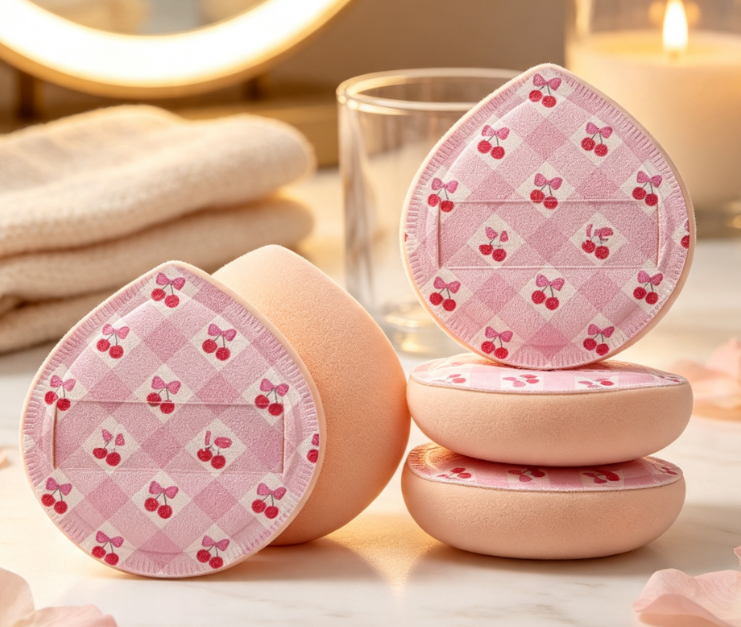 Sakura Pink Makeup Sponge Set for Wet and Dry Application - Image 2
