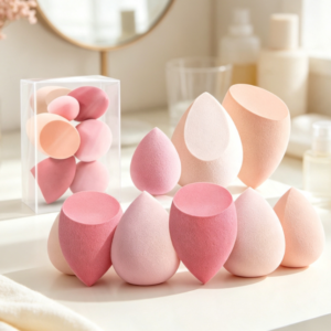 Multicolor Beauty Sponge Set with Portable Storage Case