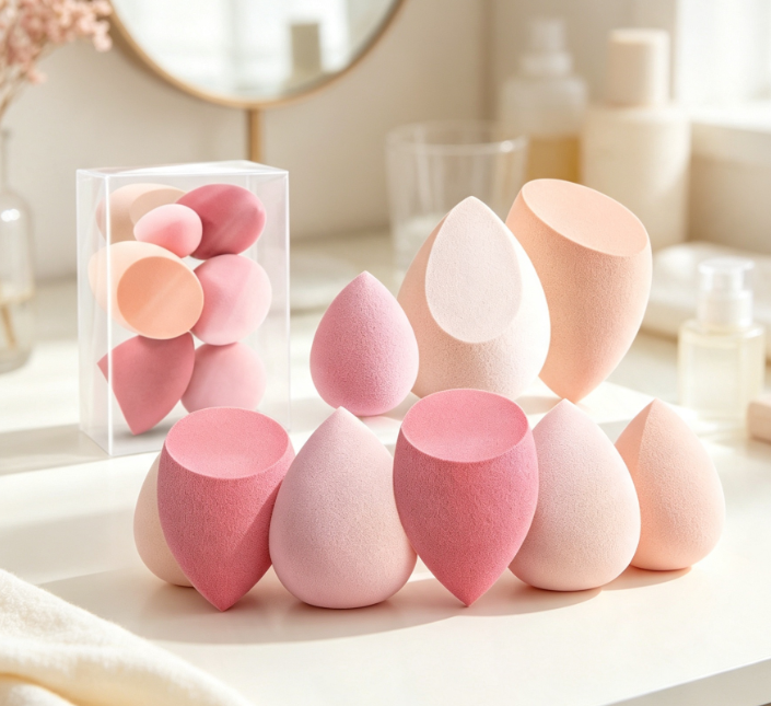 Multicolor Beauty Sponge Set with Portable Storage Case