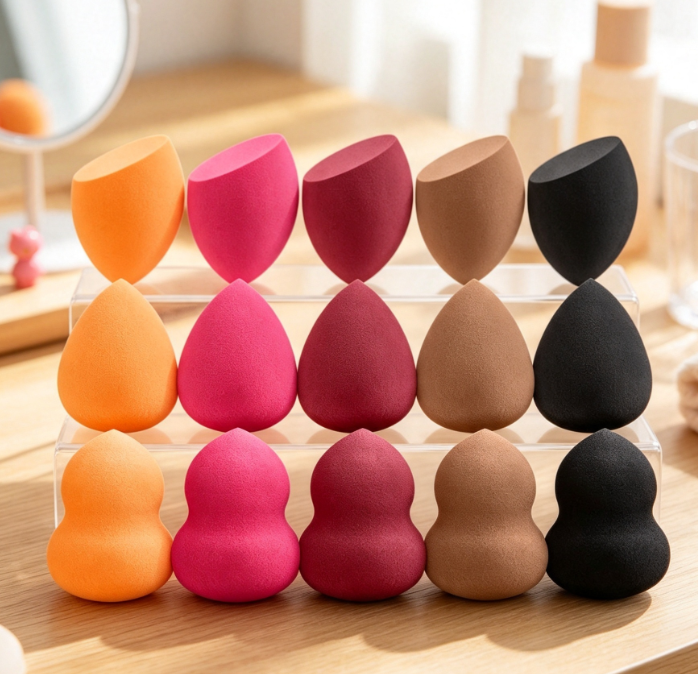 Soft Multicolor Makeup Sponge Set for Wet and Dry Techniques