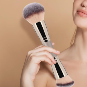 Dual-Ended Round and Angled Makeup Brush for Foundation and Blush